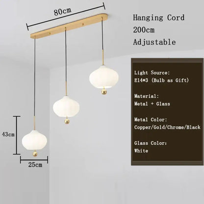 Glass Pumpkin Ceiling Chandeliers - Nordic Elegance for Stairs and Ceilings with LED Illumination