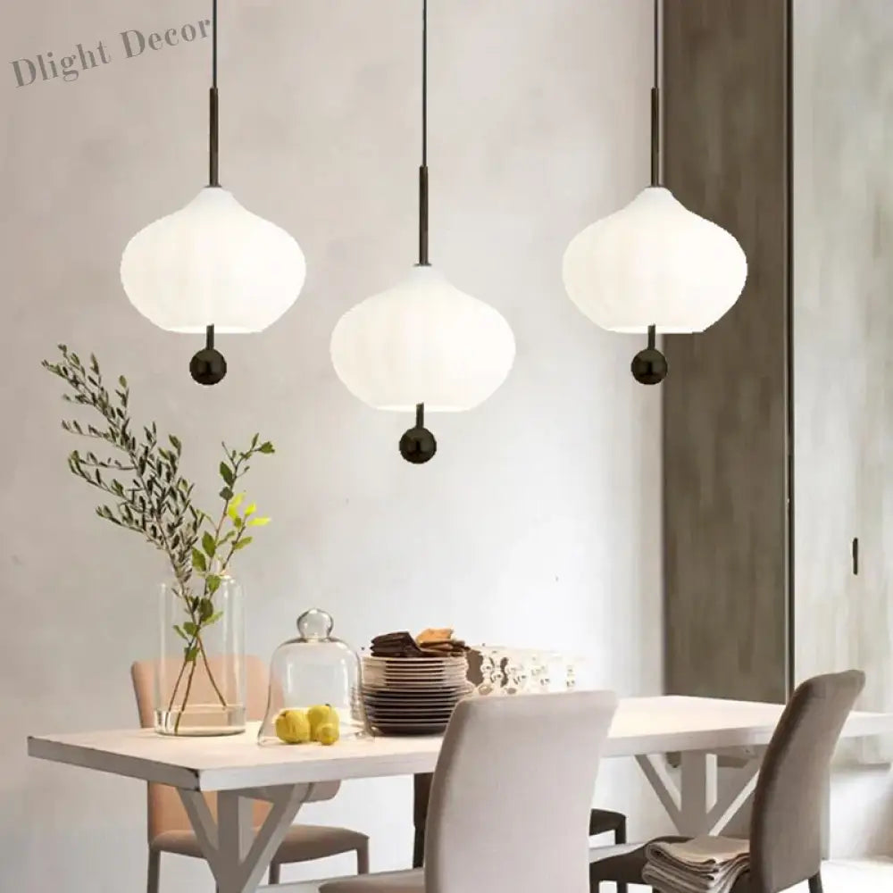 Glass Pumpkin Ceiling Chandeliers - Nordic Elegance for Stairs and Ceilings with LED Illumination