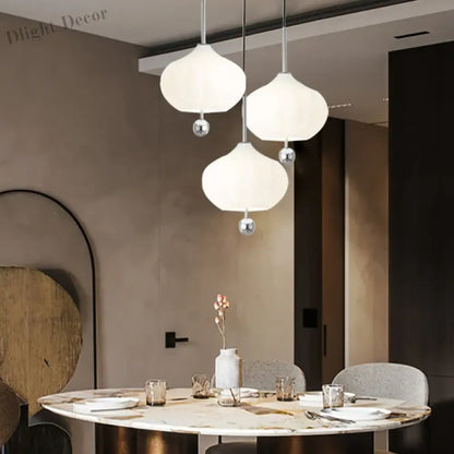 Glass Pumpkin Ceiling Chandeliers - Nordic Elegance for Stairs and Ceilings with LED Illumination