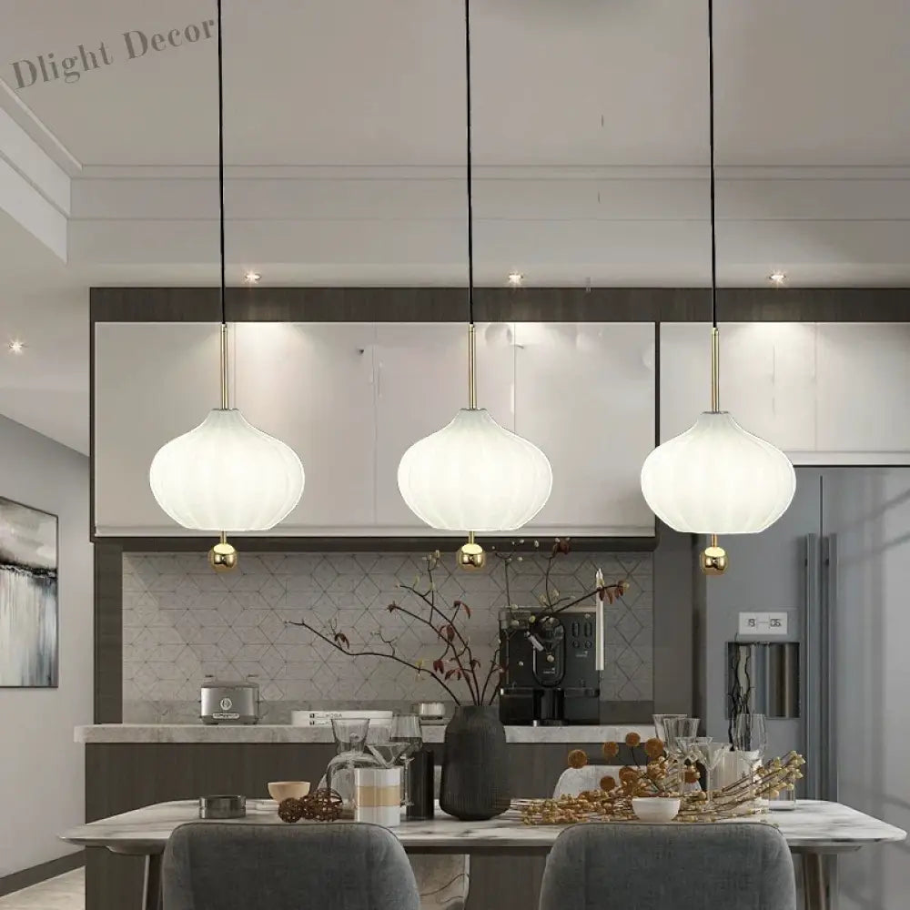 Glass Pumpkin Ceiling Chandeliers - Nordic Elegance for Stairs and Ceilings with LED Illumination