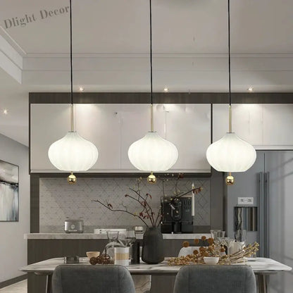 Glass Pumpkin Ceiling Chandeliers - Nordic Elegance for Stairs and Ceilings with LED Illumination