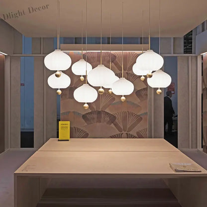 Glass Pumpkin Ceiling Chandeliers - Nordic Elegance for Stairs and Ceilings with LED Illumination