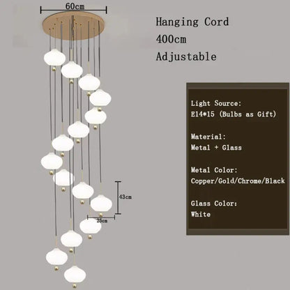 Glass Pumpkin Ceiling Chandeliers - Nordic Elegance for Stairs and Ceilings with LED Illumination