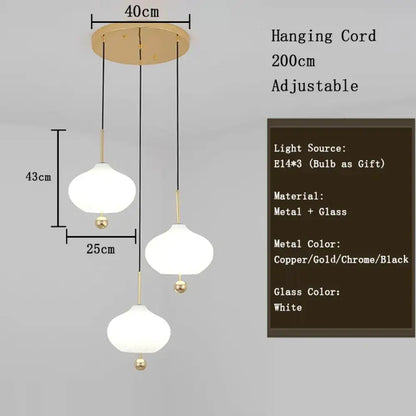 Glass Pumpkin Ceiling Chandeliers - Nordic Elegance for Stairs and Ceilings with LED Illumination