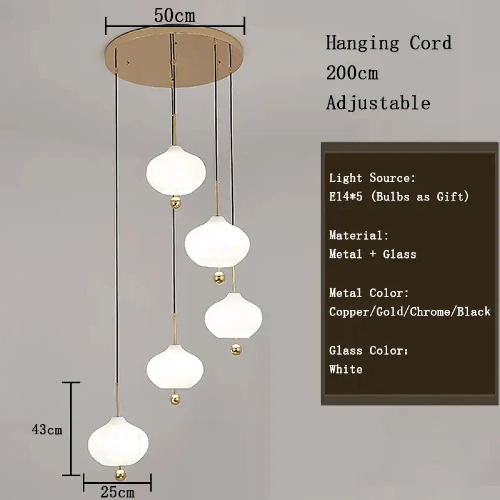 Glass Pumpkin Ceiling Chandeliers - Nordic Elegance for Stairs and Ceilings with LED Illumination