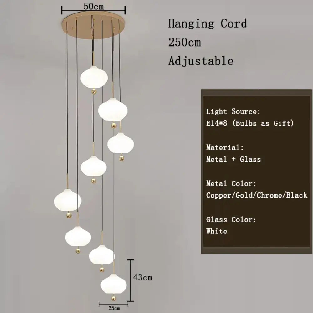 Glass Pumpkin Ceiling Chandeliers - Nordic Elegance for Stairs and Ceilings with LED Illumination