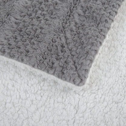 Tache Dark Grey Faux Fur Throw Blanket Bubble Textured Striped Embossed (#11)
