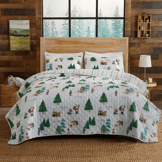 Microfiber Christmas Quilt Set - Mittens Collection