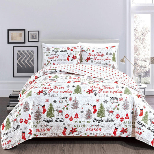 Microfiber Holiday Quilt Set, Carol Collection