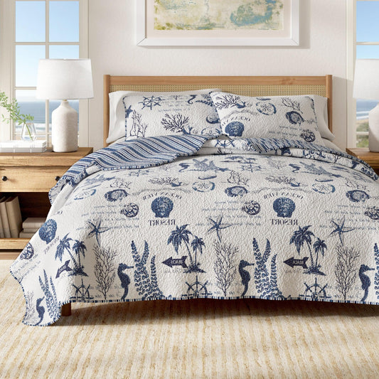 Coastal Quilt Set, Catalina Collection for Minimalist Bedding