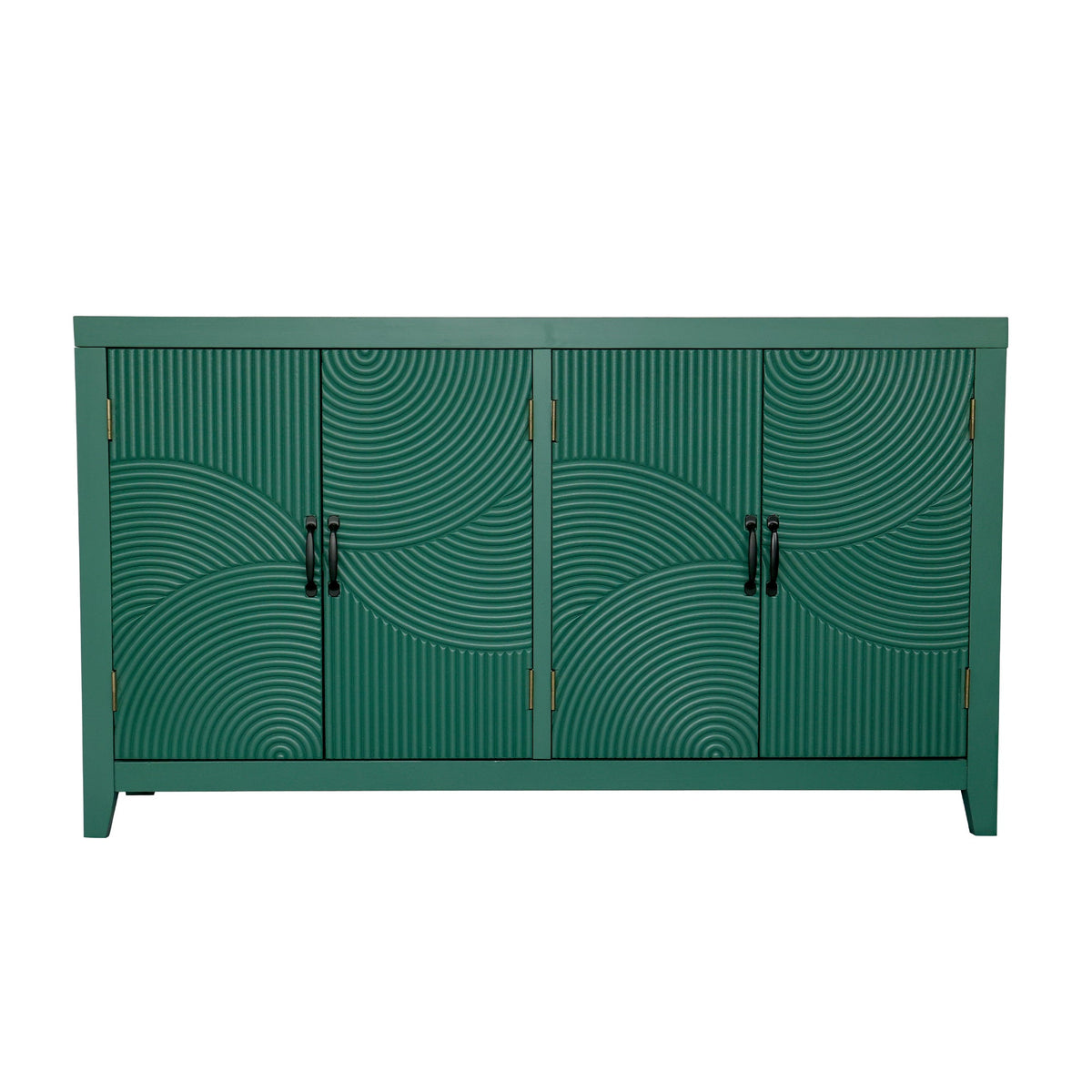 59in Green Accent Cabinet with 4 Doors - Mid Century Modern Buffet - Dark Green