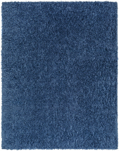 Faina Solid Dark Blue Shag Washable Area Rug - Clearance