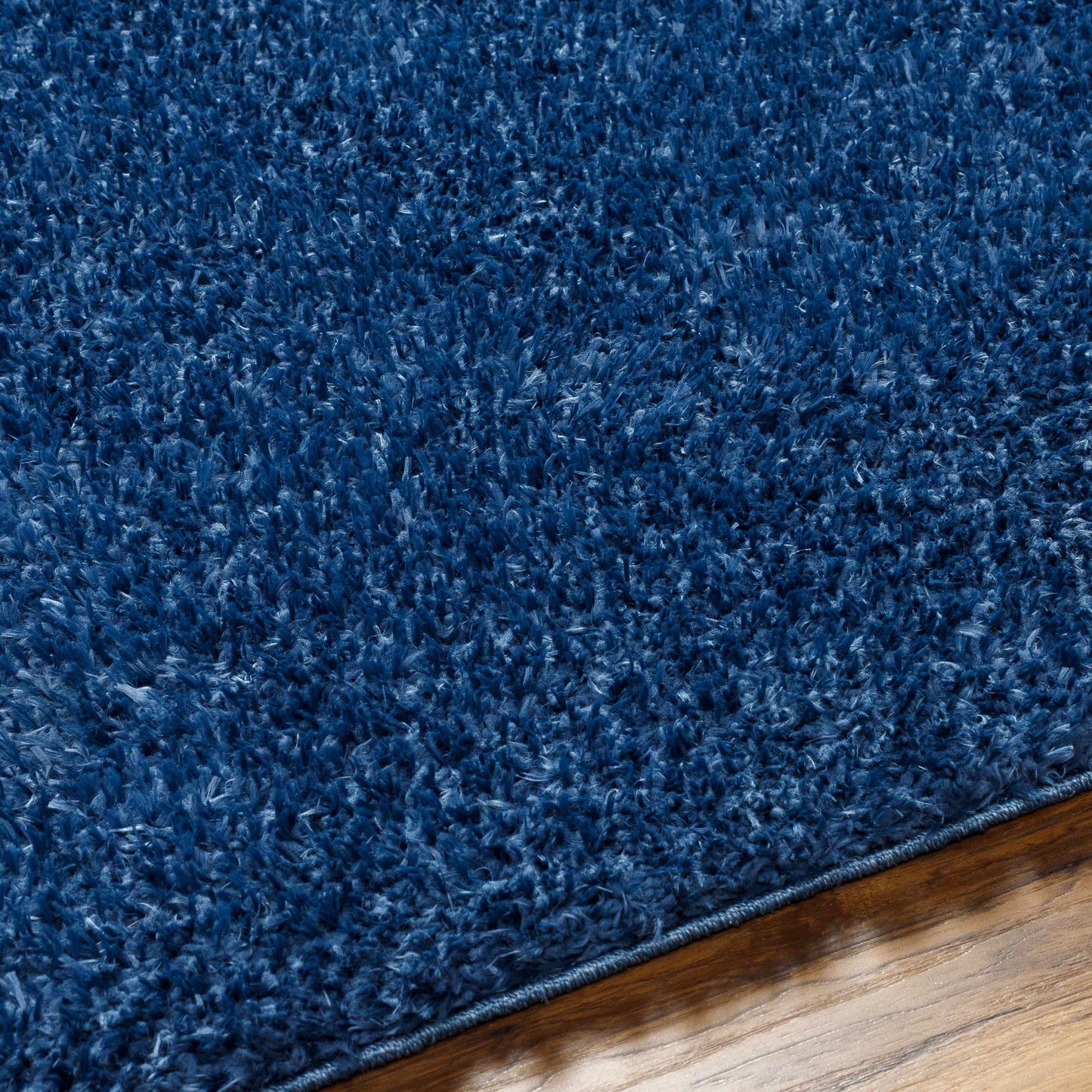 Faina Solid Dark Blue Shag Washable Area Rug - Clearance