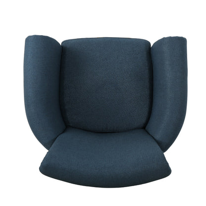 Navy Blue Fabric Club Chair with Nailhead Trim and Birch Wood Legs