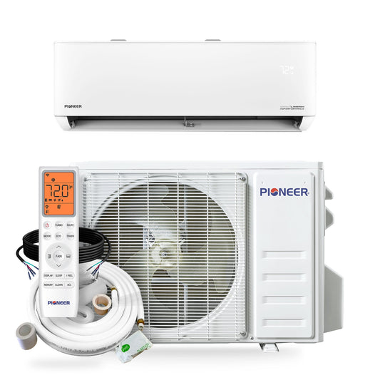 Pioneer Quantum Hyperformance 12,000 BTU 25 SEER2 230V High-Wall Ductless Energy-Star Mini-Split Air Conditioner Inverter Hyper Heat Pump Full Set