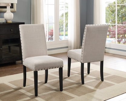 Espresso Wood 5-Piece Dining Set with Nailhead Chairs - Tan