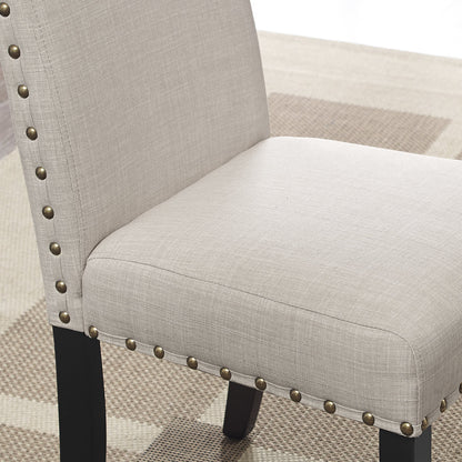 Espresso Wood 5-Piece Dining Set with Nailhead Chairs - Tan