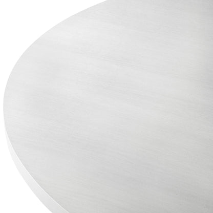 Innes 5-Piece Round Dining Set with Rubberwood Table and Faux Leather Chairs - Vanilla White