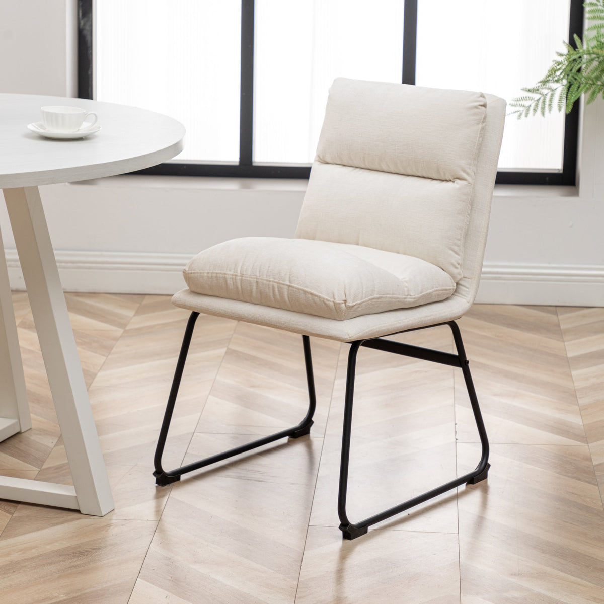 Innes 5-Piece Round Dining Set with Rubberwood Table and Faux Leather Chairs - Vanilla White