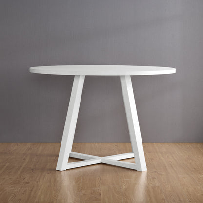 Innes 5-Piece Round Dining Set with Rubberwood Table and Faux Leather Chairs - Vanilla White