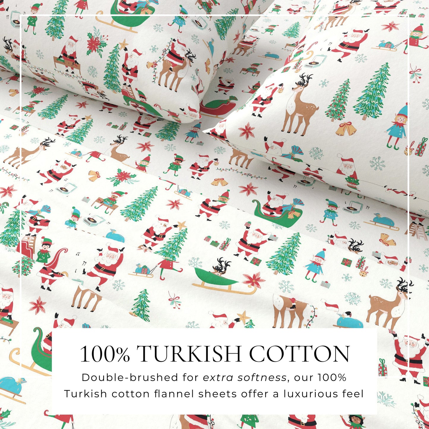 Turkish Cotton Christmas Flannel Sheet - Whittaker Collection