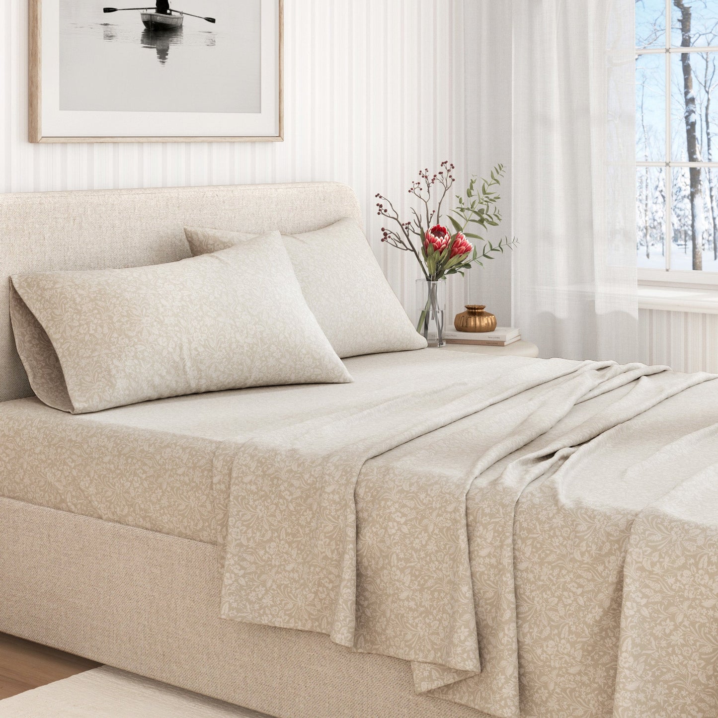 Turkish Cotton Flannel Sheet Set - Winter Floral Collection