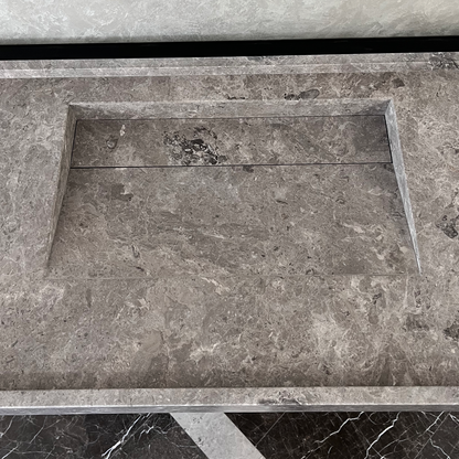 HANDCRAFTED CUSTOM TUNDRA GREY MARBLE SINK (NS-075)