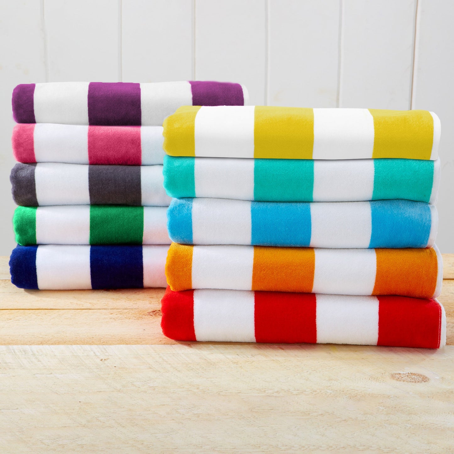 Cotton Velour Cabana Stripe Beach Towel - Novia Collection.