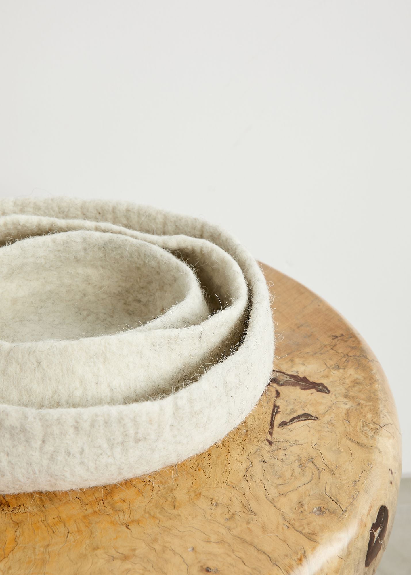 Natural White Hand Felted Nesting Bowls