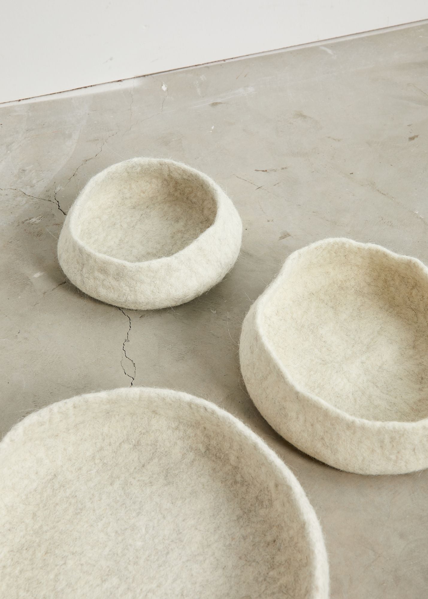 Natural White Hand Felted Nesting Bowls