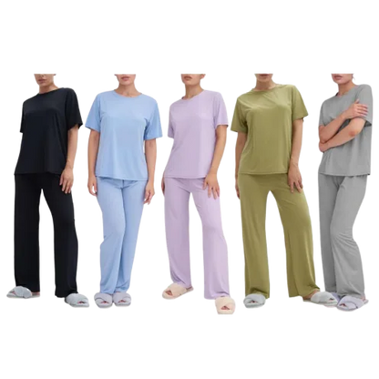 Talmont Women's Pajama 2-Piece Lounge Set, Short Sleeve Shirt & Pants, Silky Soft Sleepwear