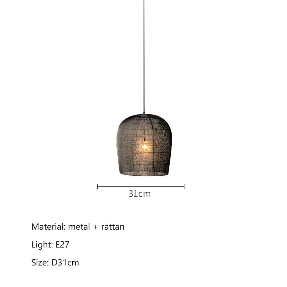 Japanese LED Rattan Pendant Light | Dining Room Lighting