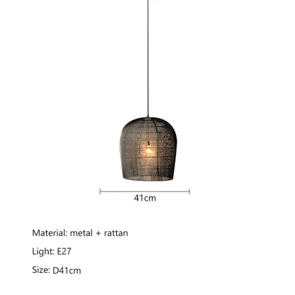 Japanese LED Rattan Pendant Light | Dining Room Lighting