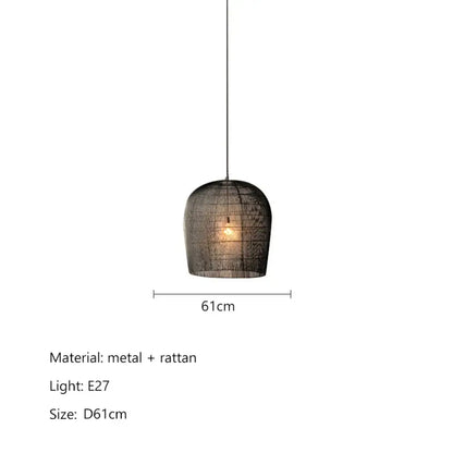 Japanese LED Rattan Pendant Light | Dining Room Lighting
