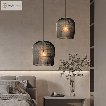 Japanese LED Rattan Pendant Light | Dining Room Lighting