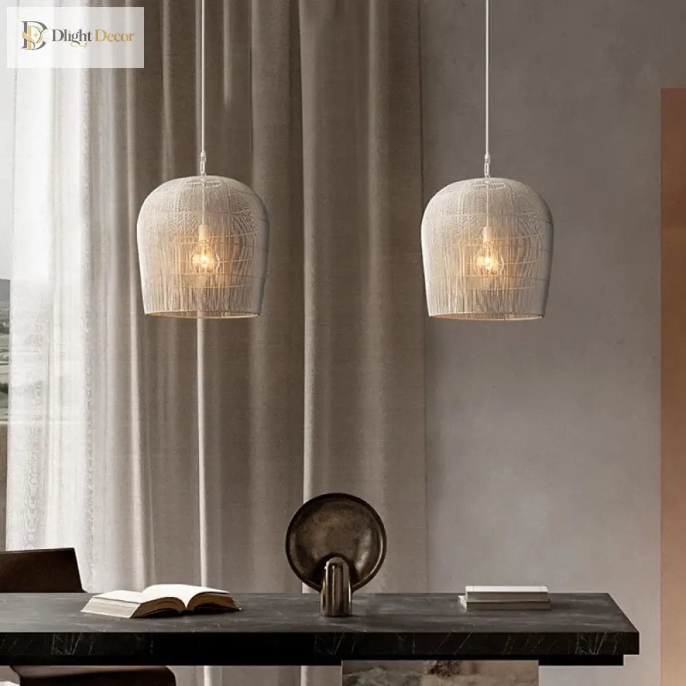 Japanese LED Rattan Pendant Light | Dining Room Lighting