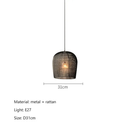 Japanese Wabi-Sabi Wind Handmade Rattan LED Pendant Lights - Illuminate Your Dining Room, Bar, Bedroom, and More with Rustic Elegance