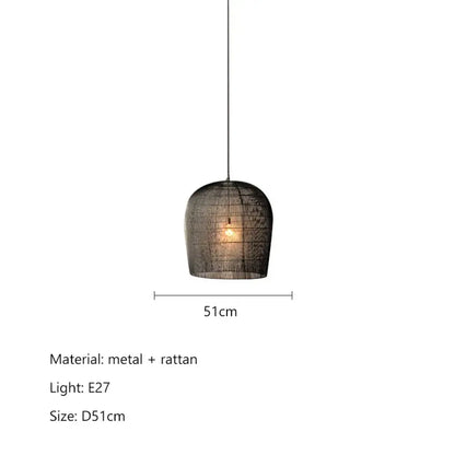 Japanese Wabi-Sabi Wind Handmade Rattan LED Pendant Lights - Illuminate Your Dining Room, Bar, Bedroom, and More with Rustic Elegance
