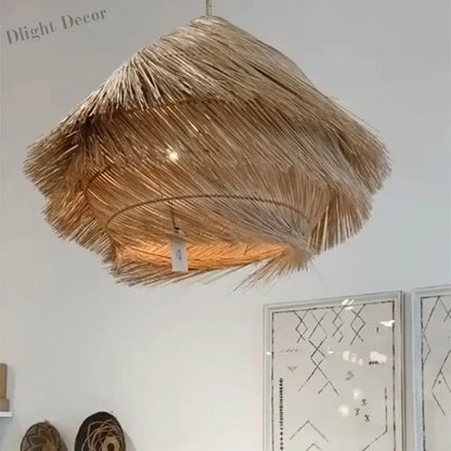 Japanese Wasabi-Inspired LED Pendant Lights - Rattan Chandelier Lamp Fixtures for Nordic Dining Rooms and Indoor Lighting