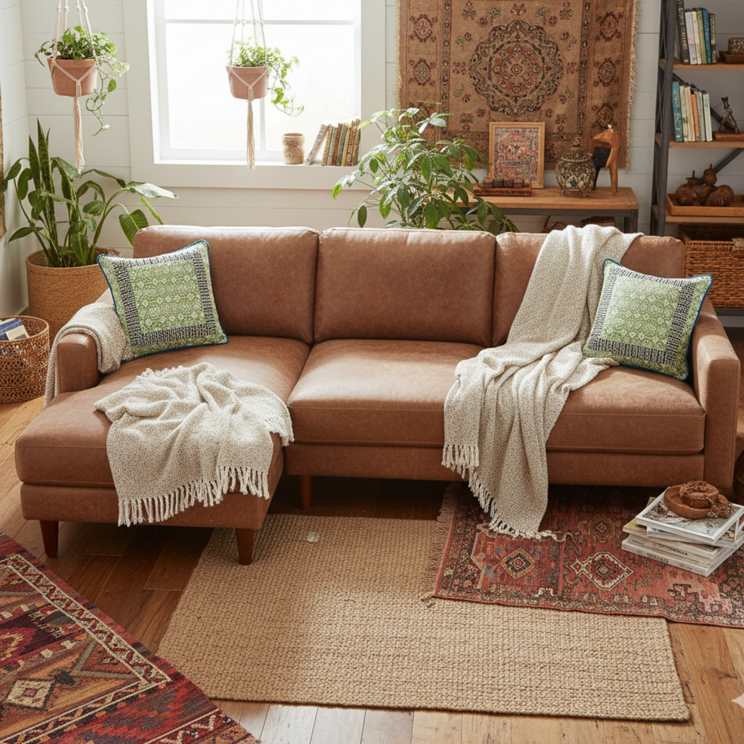 Tache Cotton Patchwork Teal Blue Green Paisley Bohemian Ocean Cushion Cover 2-Pieces (JHW-888)