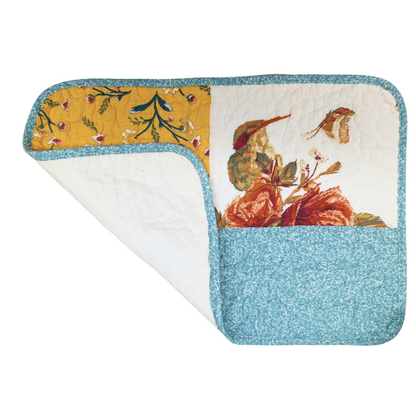 Tache Old World Garden Pastel Blue Yellow Red Hummingbirds Cotton Patchwork Placemats (JHW-936)