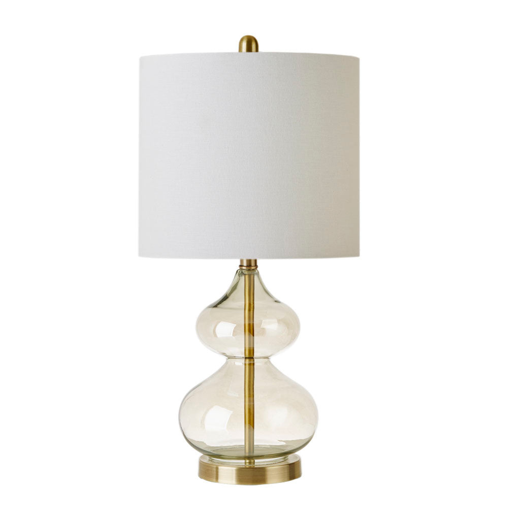 Ellipse Curved Glass Table Lamp Set of 2 with Gold Base - White