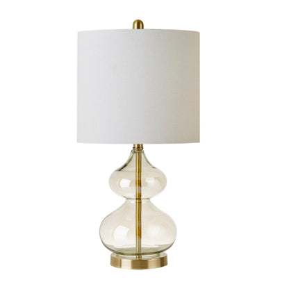 Ellipse Curved Glass Table Lamp Set of 2 with Gold Base - White