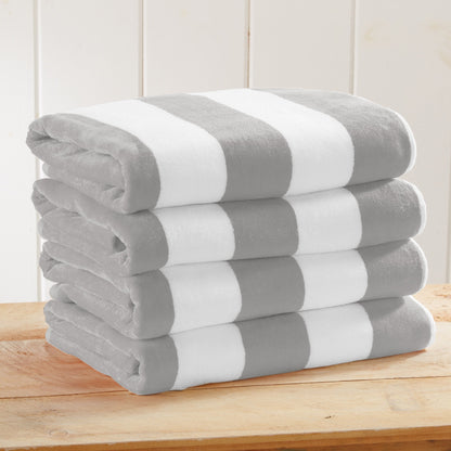 Cotton Velour Cabana Stripe Beach Towel - Novia Collection.