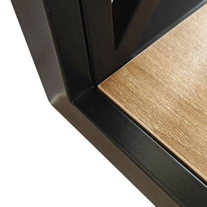 Modern End Table with Drawer - Natural Wood & Tempered Glass