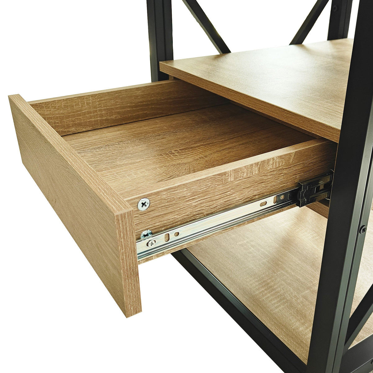 Modern End Tables with Drawer - Set of 2 Nightstands with Tempered Glass Top