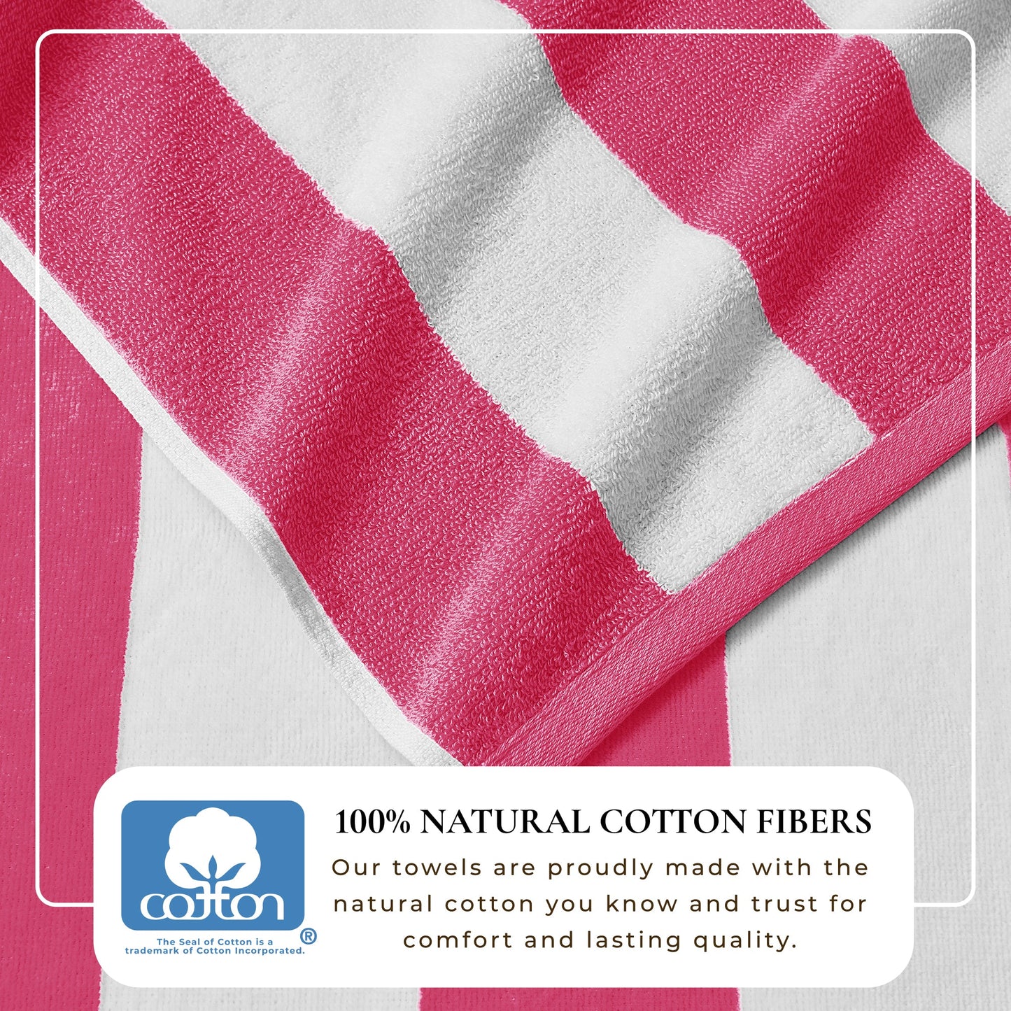 Cotton Velour Cabana Stripe Beach Towel - Novia Collection.