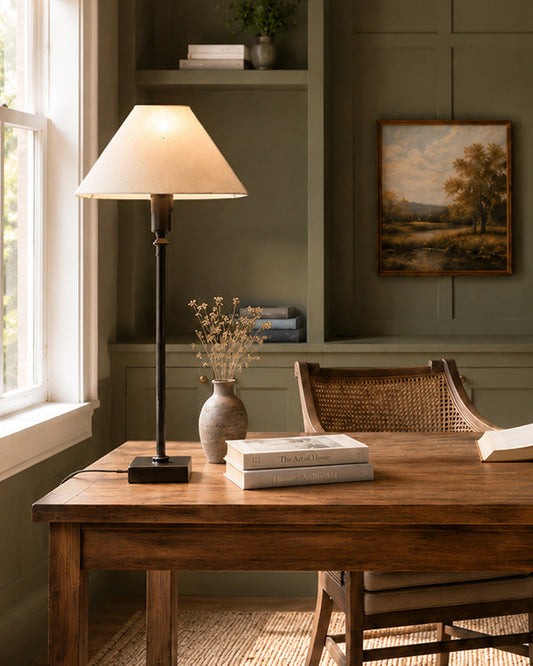 Bronze and Ivory Adjustable Table Lamp, 36-Inch