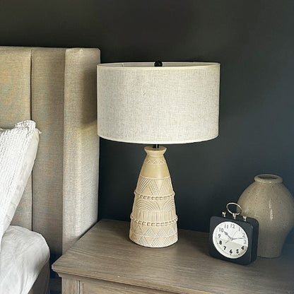 Intricate Beige Bedside Table Lamp