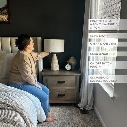 Intricate Beige Bedside Table Lamp